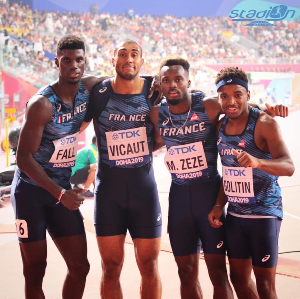 Très beau relais 4x100m avec Amaury Golitin au départ