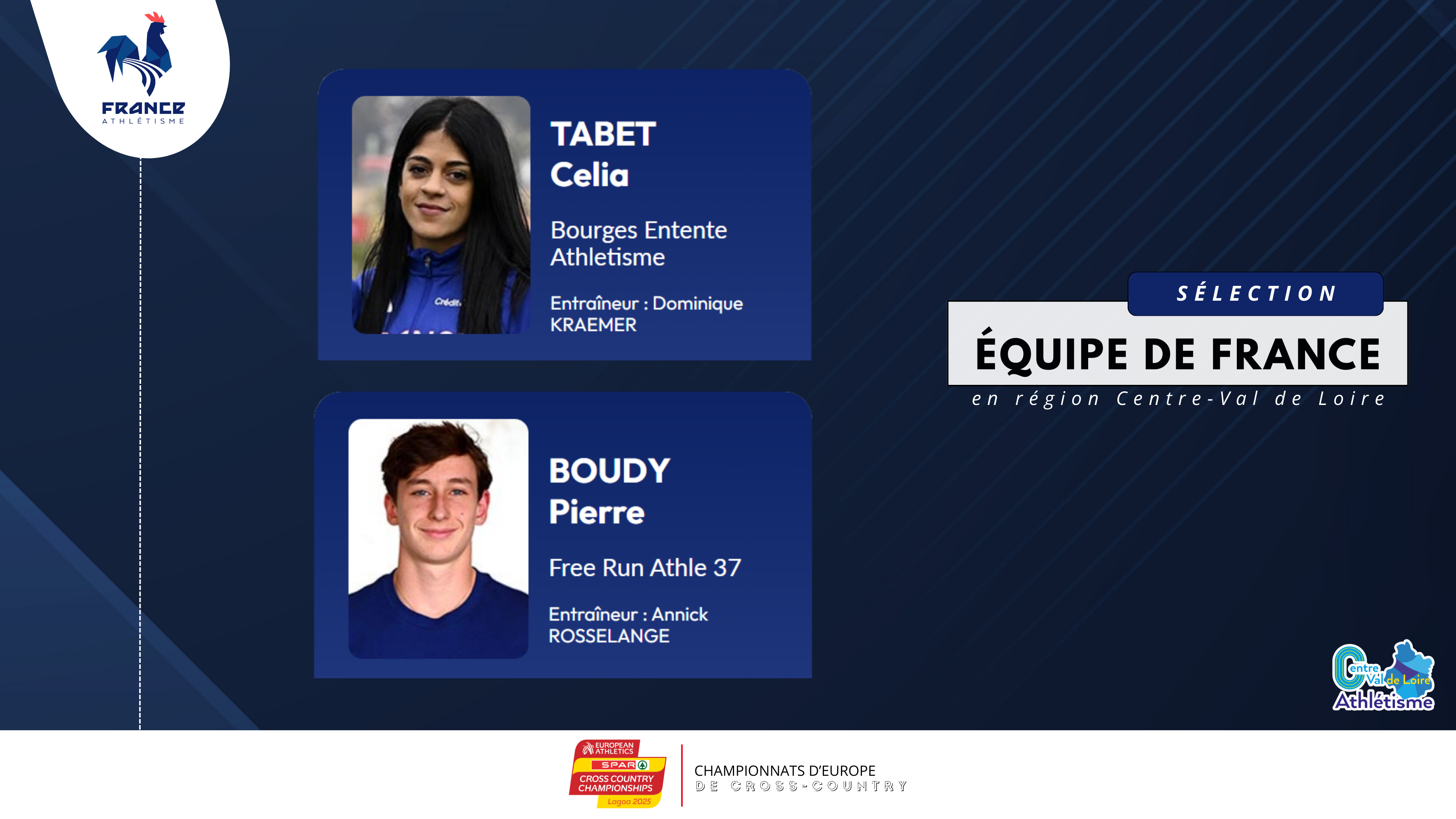 Pierre BOUDY et Célia TABET sélectionnés pour les Championnats Europe de cross !