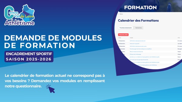 Demande de modules de formation dans le domaine &laquo;&nbsp;Encadrement Sportif&nbsp;&raquo;